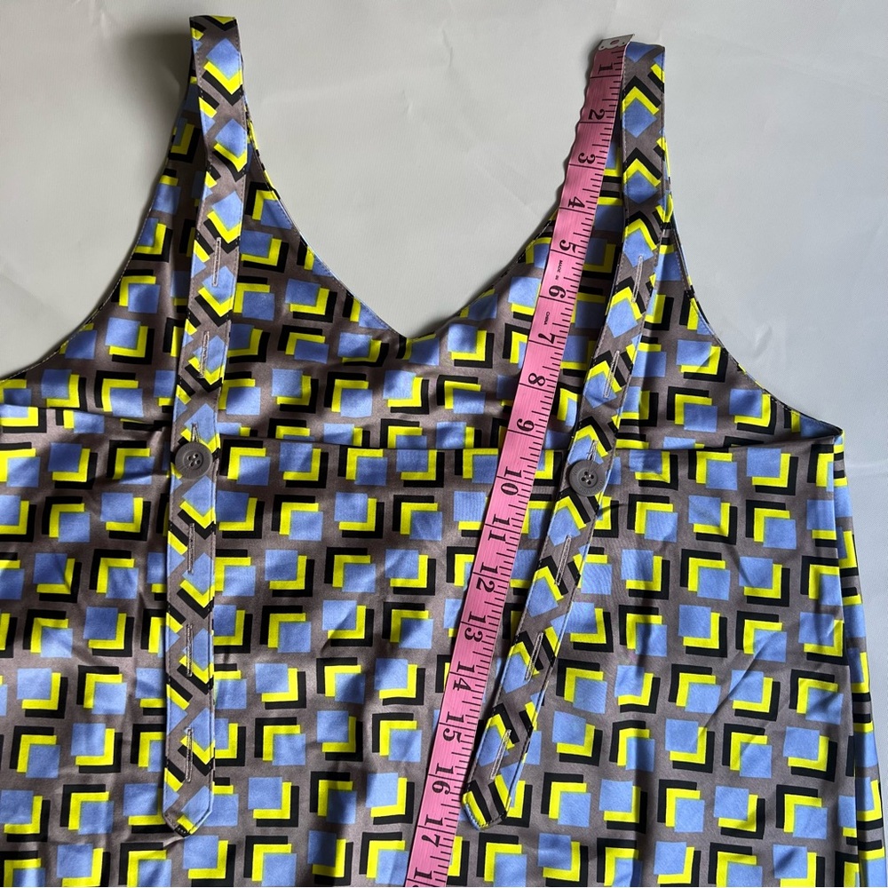 Wildfang The Empower Satin Geometric Print V Neck Cami with Removable Scarf S - Picture 5 of 8